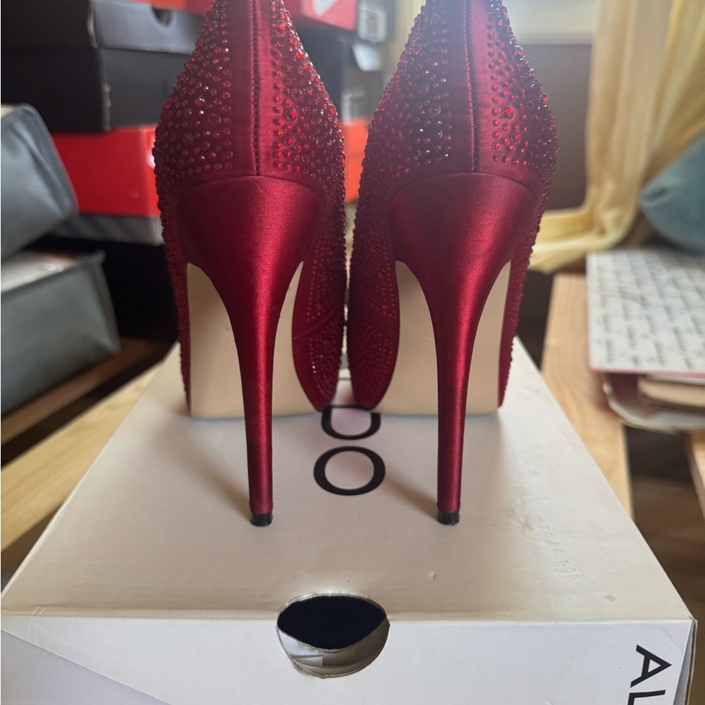 Aldo Red Rhinestone Heels - Picture 5 of 8